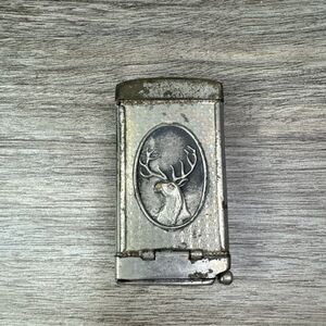 Antique Stag Vesta Silver Tone Match Safe Cigarette Case Novo Lady